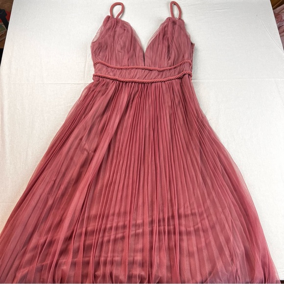 Lulus Sweet Goddess Mauve Mesh Pleated Sleeveless Midi Dress M - Picture 2 of 8